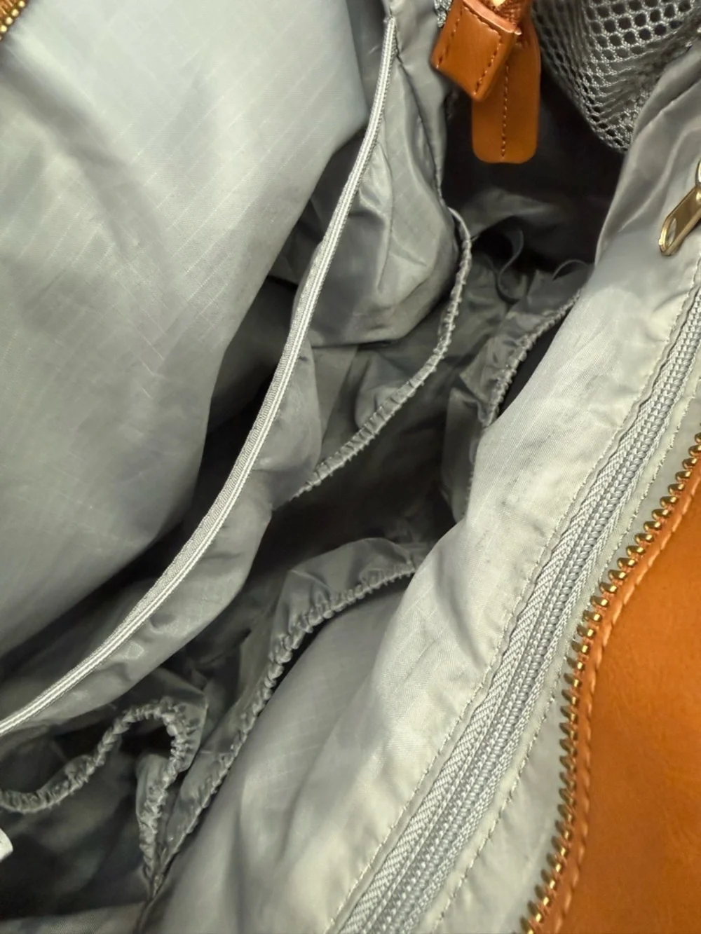 JJ Cole Brown Leather Crossbody Diaper Bag